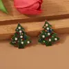 Europa e Estados Unidos Nova Moda Transfronteiriça Personalizada Série de Natal Árvore de Natal Liga de Zinco Gotas de Óleo com Diamantes Coloridos Brincos Brincos de Pérola