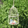 Mini Jaula de Pájaros de Hierro Hueca Adorno para Jardín Plantas Decoración DIY Accesorio de Simulación