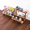 Soporte de Exhibición de Figuras de Madera, Estante de Almacenamiento Multicapa Tipo Escalón, Moderno Soporte de Exhibición Estilo Escalera para Figuras y Cajas Misteriosas