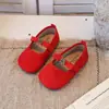 Zapatos Mary Jane Dopamina para Niñas Modelo Nuevo 2026 Zapatos de Terciopelo y Piel Camelia para Bebé con Suela Suave y Boca Baja