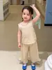 Weimu Roupas Infantis Conjunto para Meninas Colete Floral Verão Estilo Leve Roupa Infantil Conjunto de Duas Peças Bebê Classe A Blusa e Calça