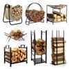 Suporte para Lenha de Ferro Forjado Rack para Lenha para Interior e Exterior Resistente Rack para Armazenamento de Madeira Estilo Multi-estilo Removível