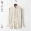 Camisa Delgada de Manga Larga para Primavera y Verano Traje Tang para Hombre Algodón de Bambú Lino Casual Retro Estilo Nacional Kung Fu Tai Chi Traje de Té