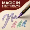 Plumas de doble línea con contorno de 12 colores para tarjetas de Navidad DIY, plumas de fantasía con purpurina metálica, set de bolígrafos marcadores para diario de estudiante