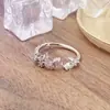 Anillo Abierto Estilo Hada con Pavé de Circonita de Color Dopamina, Anillo de Dedo Índice de Fiesta para Estudiantes de Lujo Ligero de Alta Gama, Anillo de Nicho