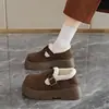 Tendencia de Moda Cuero Gamuza Zapatos Birkenstock Mujer 2026 Invierno Suela Gruesa Slip-on Antideslizante Ligeros Cálidos Zapatos de Algodón