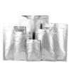 Bolsa de papel de aluminio con cierre autoadhesivo para té, frutos secos, alimentos, fondo plano, aluminio puro, sellado con cremallera.