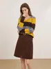 Falda Lápiz Retro de Pana Color Café Estilo Old Money para Mujer, Ropa de Trabajo de Otoño, Color Sólido, Abertura Delantera, Falda Midi Línea A, Exclusivamente para Ventas Transfronterizas