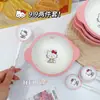 Conjunto de Tigelas Cerâmicas com Tema de Gato para Dormitório e Uso Doméstico, Tigelas de Arroz e Pratos de Alto Valor Estético