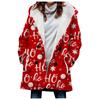 Abrigo trench de mujer nuevo de 2023 de venta caliente transfronteriza invierno engrosado estilo europeo y americano patrón navideño abrigo con capucha lote