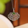 Yilu Silver S925 Prata Esterlina Banhado a Ouro Hetian Jasper Retro Xiangyun Ruyi Pingente Oco Temperamento Pingente All-match