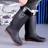 Botas de lluvia de suela de goma engrosada, botas de trabajo para hombre, antideslizantes y resistentes al desgaste, con forro de felpa, adecuadas para sitios de construcción, disponibles en estilos de corte alto, medio y bajo, impermeables