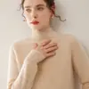 Cuello semi-alto manga raglán punto acanalado punto de cachemira capa base top mujer manga larga holgado moderno suéter cálido versátil