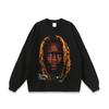 Camiseta de manga larga oversize pesada con retrato de rap hip hop americano para hombre y mujer, camiseta hiphop lavada de manga corta, moda