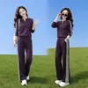 Moda para Mujer Tallas Grandes Estilo Casual Sudadera de Manga Larga con Cuello en V a Rayas Conjunto de Pantalones de Pierna Ancha Conjunto Elegante de Dos Piezas para Mujer Otoño