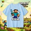Camiseta infantil de manga corta de Minecraft con Creeper, Steve y Dragón del End, top de algodón 100% para niños