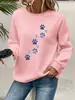 Suéter Casual Feminino Outono e Inverno Moda Solto Confortável Quente Brooklyn Los Angeles Estampa Gola Redonda Manga Longa