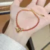 Atacado em Estoque High-End Banhado a Ouro 18K Ouro Genuíno Cabaça Passe-partout Pulseira de Corda Vermelha para Homens e Mulheres Corda Vermelha Francesa 063
