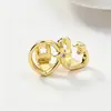 Grillz de Hip Hop Chapados en Oro de 18 Quilates Transfronterizos Europeos y Americanos Unisex Personalidad Cinco Estrellas Incrustados con Diamantes Adorno Dental para Diente Único/Doble