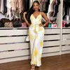Nuevo mono de mujer estilo africano con escote en V profundo, cintura con cinturón y diseño estampado, estilo europeo y americano, atuendo de una pieza moderno para mujer
