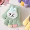 Guantes de Peluche de Dibujos Animados para Niños Invierno Cálidos y Engrosados Estilo Coreano Lindo Conejo Escribir Guantes de Cinco Dedos
