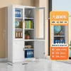 Armário de aço com porta de vidro, armário de arquivo de metal trancável para escritório, armário de armazenamento multicamadas ajustável para documentos