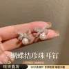 Brincos de pérola com laço em argola de prata 925, clipes de orelha tipo disco espiral para mulheres sem furo na orelha, brincos delicados, acessórios de orelha doces