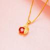 Nova luz de luxo imitação de ouro 18K cristal Zircon brincos para meninas terno imitação rubi clavícula cadeia de areia jóias de ouro