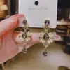 Pendientes de perla geométrica con pasador de plata 925 para mujer, aretes de moda, borla, pendiente de alto nivel, temperamento, pendientes vintage, venta al por mayor