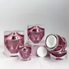 Botellas de Loción Cosmética de Alta Gama con Set de Diamantes Grandes de Alta Gama Color Rosa para Cremas 15/30/50g