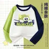 Nuevas camisetas de algodón estampado coreano para niños y niñas, tops de manga larga, ropa infantil de primavera y otoño, camisetas básicas de cuello redondo para bebé
