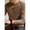 ¡Calentamiento Infrarrojo Lejano! Camiseta de Lujo Antiestática de Lana y Seda de Morera para Hombre Otoño e Invierno Manga Larga Engrosada Cuello Redondo Terciopelo de Doble Cara