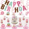 Bandeira de Puxar Aniversário Estilo Fofo Macaron Doce Banner de Letras Festa Doce Decoração Topper de Bolo