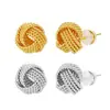 Pendientes de Plata 925 con Cierre de Plata Chapado en Oro Cobre Pendientes Geométricos Tejidos Vintage Transfronterizos para Mujer Accesorios de Oreja Versátiles de Moda