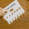 Set de Pendientes Geométricos Dorados Retro de Venta Caliente Transfronteriza para Mujer, Pendientes de Aro con Perlas de Moda, Pendientes con Incrustaciones de Diamantes al por Mayor