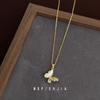 Colar de Concha Natural Retro Francês Banhado em Ouro Real 18K Commuter All-match Design Sense Artistic High Sense Clavícula Chain