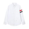 TB JL Marca de Moda Camisa Oxford de Fiação Manga Única Camisa com Fita Manga Longa Camisa Branca Camisa Casual Europeia e Americana para Homens e Mulheres