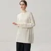 Suéter de punto de cachemira de manga larga, cuello redondo, longitud media, básico suelto, casual y versátil para mujer, para otoño e invierno.