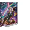 Cortina de Ducha Divertida de Dinosaurio y Unicornio Juego de Cuatro Piezas Alpaca Espacial Impresión Digital Cortina de Ducha Impermeable para Baño y Alfombrilla de Piso