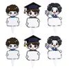 Temporada de Graduación 2025 Tarjeta de Nombre Escrita a Mano Decoración para Pastel Bendición de Clase en Blanco Accesorios de Enchufe de Birrete
