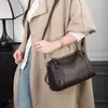 Bolso Boston Cruzado de Cuero Genuino de Moda para Mujer, Bolso de Piel de Ternera de Primera Capa de Gran Capacidad, Nuevo Bolso de Hombro/Axila Estilo Transfronterizo