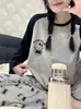 Pijama de Primavera e Outono para Mulheres, Gola Redonda Solta, Roupas de Casa Fofas da Hello Kitty, Conjunto de Duas Peças Simples Casual com Calças de Manga Longa