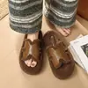 Pantuflas de exterior para otoño e invierno 2026, nuevas pantuflas de algodón de malla estilo felpa, pantuflas de interior de suela gruesa, pantuflas de exterior para mujer, estilo francés