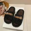 Pantuflas antideslizantes, nuevo estilo de invierno 2026, de suela plana, peludas y cálidas, de algodón para mujer, pantuflas de interior