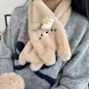 Guantes de Peluche de Abeja Oso Lindos Guantes Cálidos de Invierno para Pareja de Estudiantes Terciopelo Plus Engrosados Resistentes al Frío Bufanda Cruzada