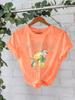 Estación Independiente Europea y Americana Transfronteriza Elegante Camiseta para Mujer en Stock Estampado de Flores de Limón Positano Verano Nueva de Manga Corta