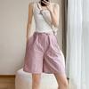 Pantalones cortos de trabajo para mujer, de verano, finos, de corte A, color caqui, informales, holgados, de pierna ancha, deportivos, 2023