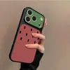 Capa Melancia Color Block Adequada para iPhone 17 Pro Max, Novo Modelo para Apple 16 Pro, Niche 15 Pro, Textura de Couro para 14