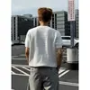 Camiseta de Verão Masculina Tricotada com Renda e Manga Curta, Estilo Old Money, Respirável, Visual Sofisticado e Maduro, Manga Meia