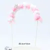 Festa Aniversário Bolo Decoração Bola de Pompom Bola de Pelo Arco Vestir Estéreo Arco-Íris Plug-in Coração de Menina Mesa de Sobremesa Renda